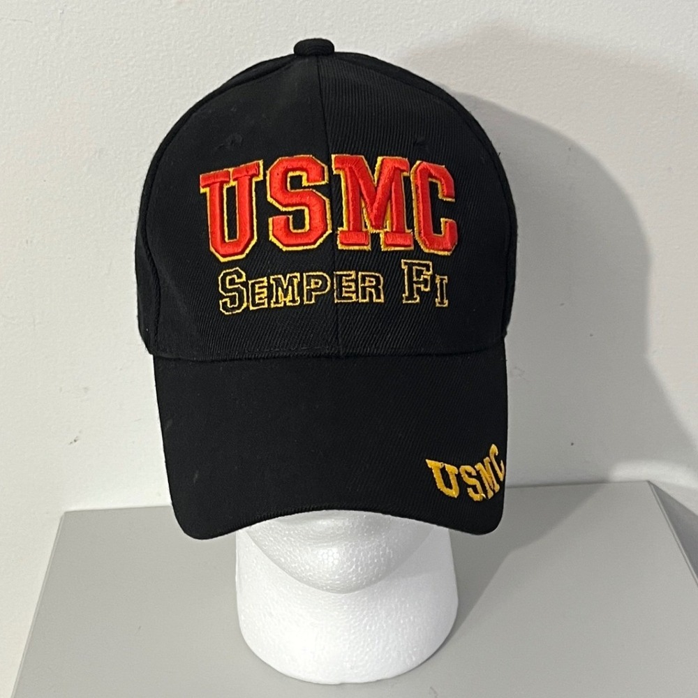 Unbranded USMC Hat Mens OSFA Black Semper Fi Embroidered Baseball Cap‎